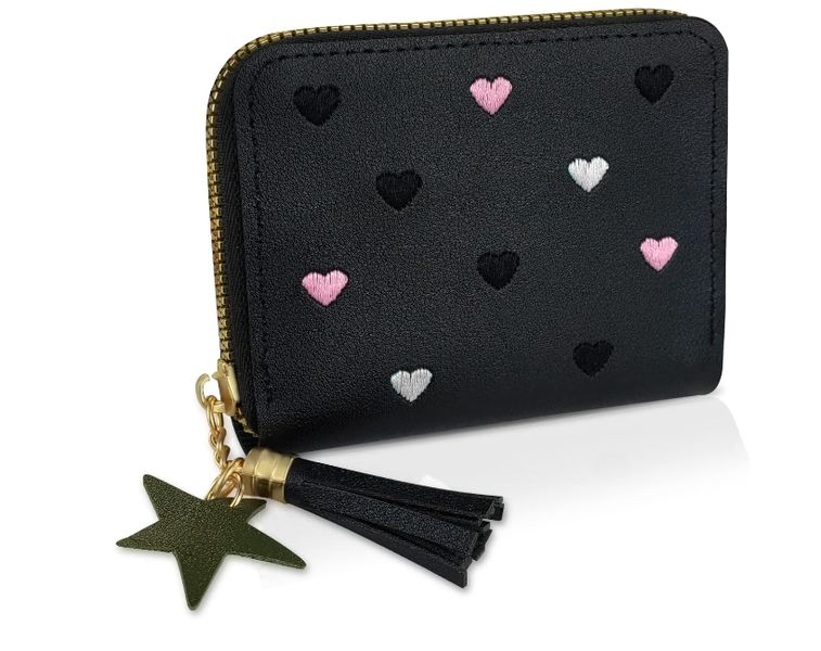 Purse Wallet, PU Leather Purse Lady Credit Card Holder with Star Pendant
