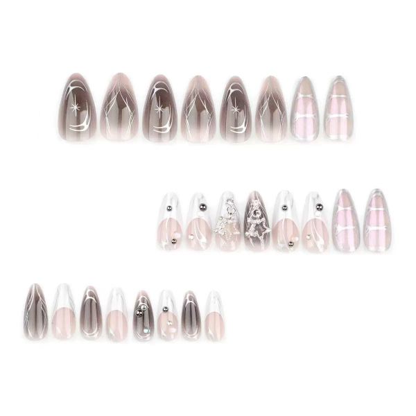 French Manicure With Flame Ombre Effect, Cool And Stylish False Nails