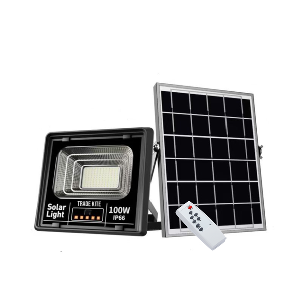 Trade Kite 100W Solar LED Flood Light with Remote - Outdoor Security Light