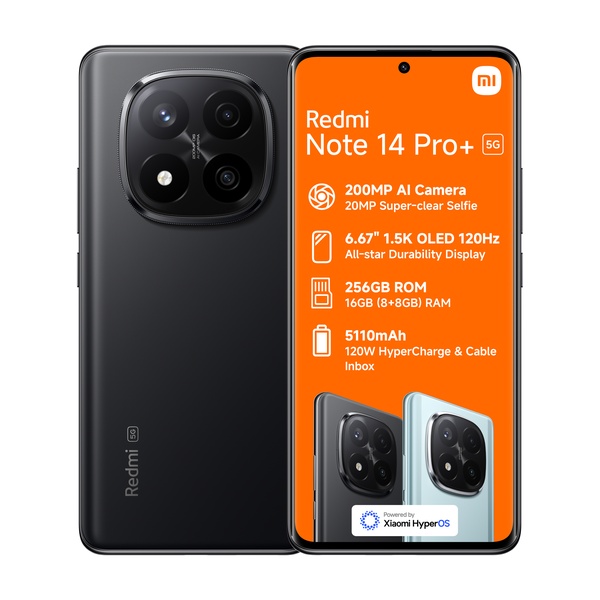 Xiaomi Redmi Note 14 PRO+ 5G Smartphone - Midnight Black (8+8GB RAM+256GB)