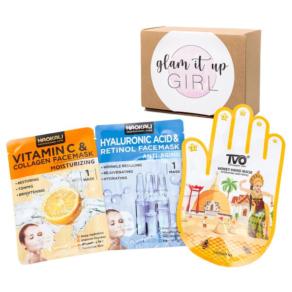 Glam It Up Girl Ultimate Facial Mask Skin Care &amp; Hand Mask Pamper Kit - 3Piece