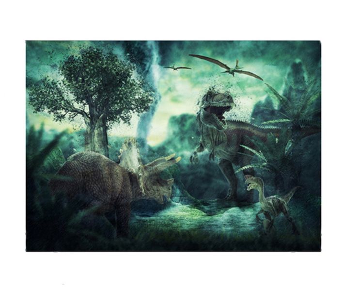 Kids Birthday Party Table and Photography Backdrop - Dinosaur Theme Dark