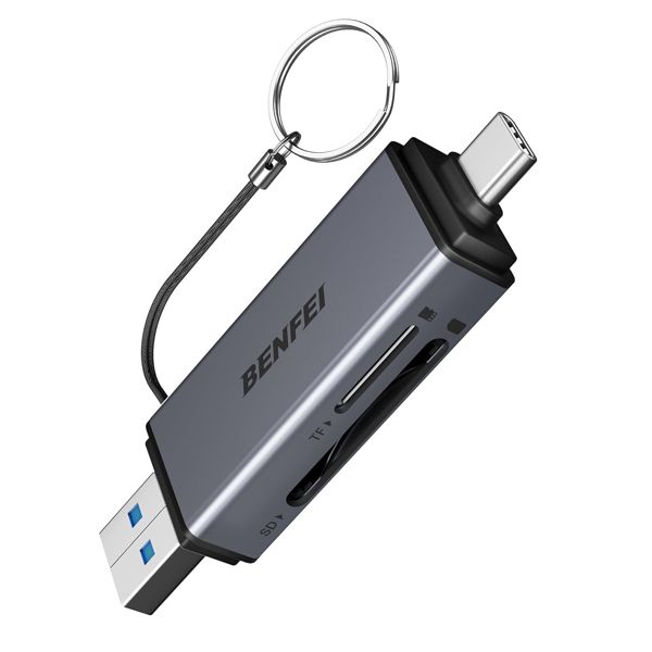 BENFEI USB-A / C 3.0 Multi-Card Reader OTG Function and 5Gbps Speed - Grey