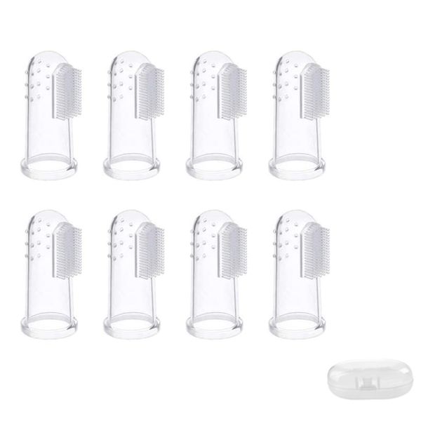 Pet Finger Toothbrush Set 8 Pieces Silicone for Dogs Cats