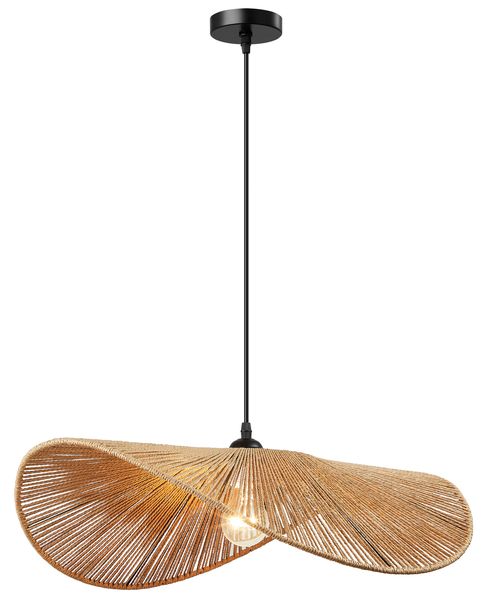 Modern Organic Shaped Paper String Pendant - PEN865 Natural