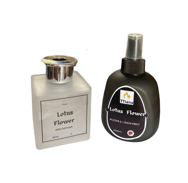 TTiana Lotus Flower Reed Diffuser - 180ml and Room and Linen Mist- 200ml Combo