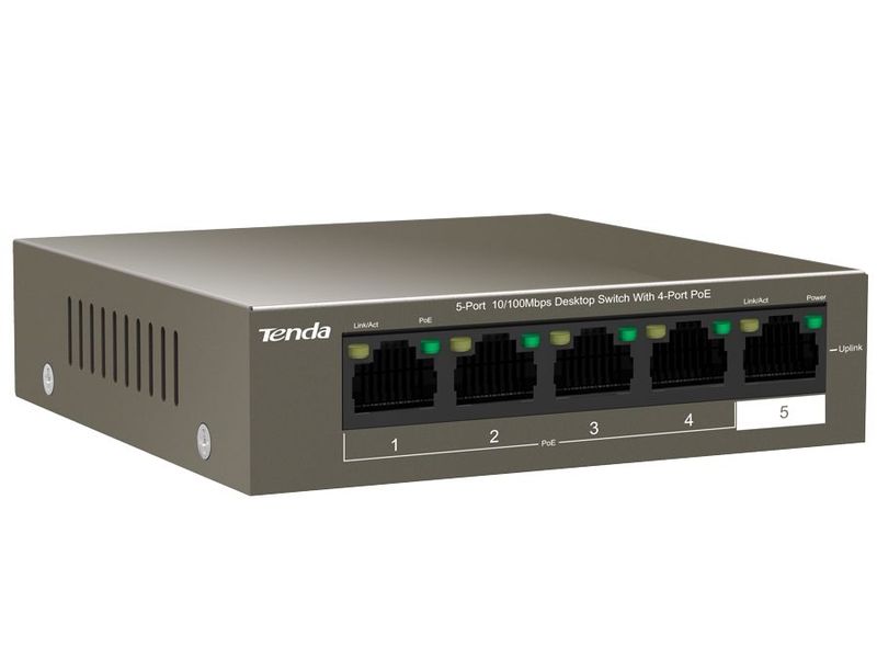 Tenda: 5 Port with 4 Port PoE 58W Desktop Switch | TEF1105P-4-63W