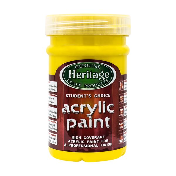 Heritage Pure Acrylic Paint 250ml - True Yellow