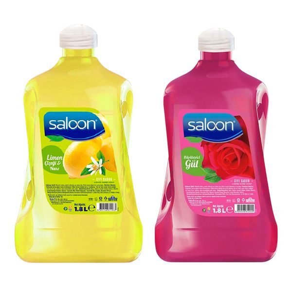 Saloon Liquid Hand Wash Soap - Rose &amp; Lemon Blossom Mint - 1.8Lt - Combo