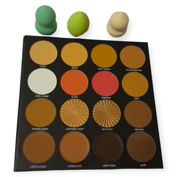 16 Colour Concealer,Contour &amp; Blush Palette with Blending Sponges
