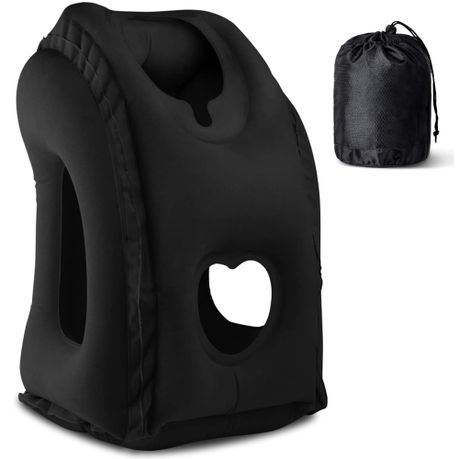 Inflatable Travel Pillow Head and Neck Pillow for Airplane Car Office Napping Image