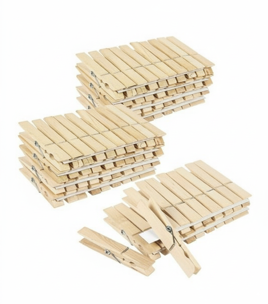 Large Wooden Bamboo Washing Line Laundry Clothes Pins Pegs Bulk Pack
