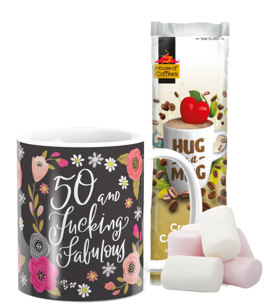 PepperSt Hug Mug with Marshmallows - 50 and F...ing Fabulous