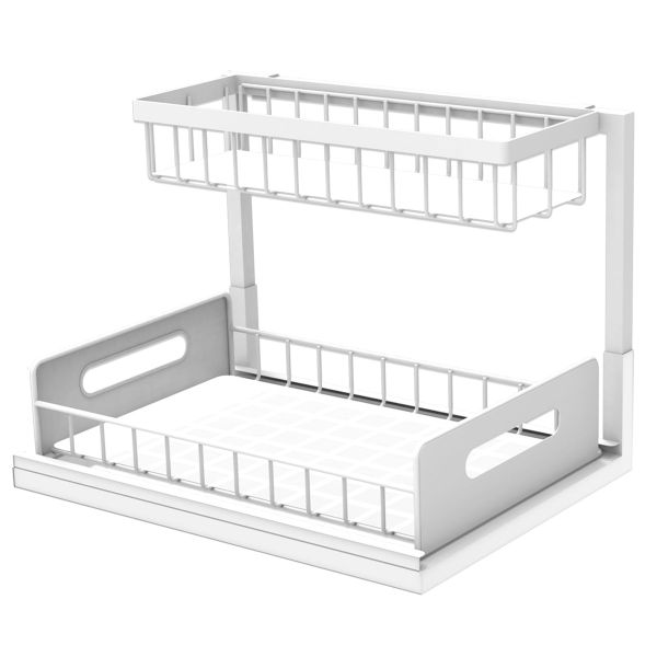 Under Sink Organizers and Storage,with Sliding Drawer 2 Tier Multi-Purpose