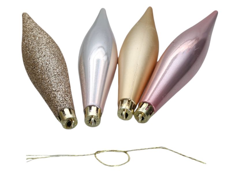 Christmas Tree 4 PC Set Hanging Icicle Decoration with String 150 mm