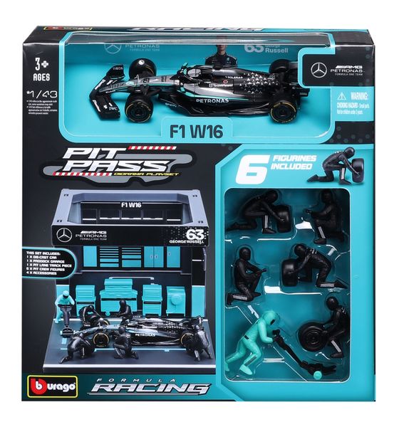 Bburago 1/43 Mercedes-AMG F1 W16 2025 Pit Pass #63 G. Russell (33cm Long)