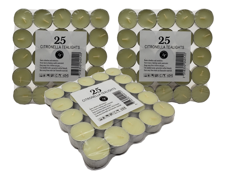 Citronella Tealight Candles 25 Pack - x3 set