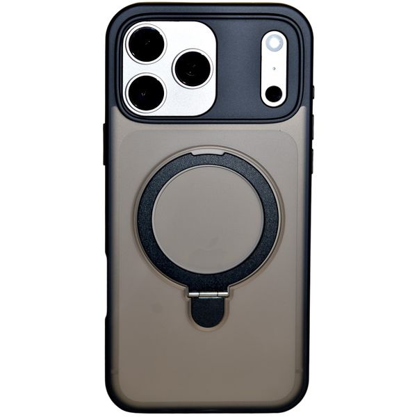Phone Case with Magnetic Metal Ring Stand - Compatible with 17 Pro - Black