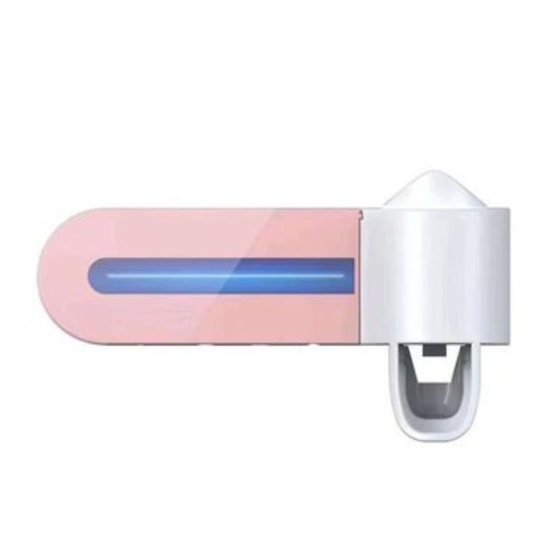 3 IN 1 UV Toothbrush Holder With Toothpaste Dispenser - Pink