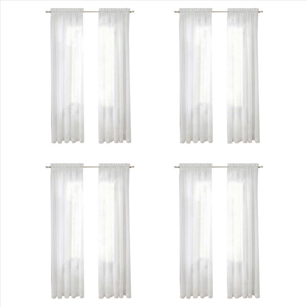 Window White Sheer Curtains 90 Inches Long 2 Panels