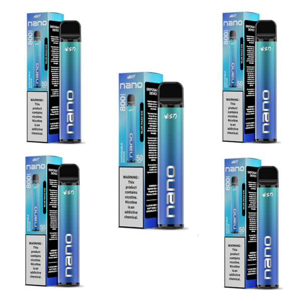 NASTY Nano 800 Puffs Disposable Vape 50mg - Blue Razz Ice - 5 Pack