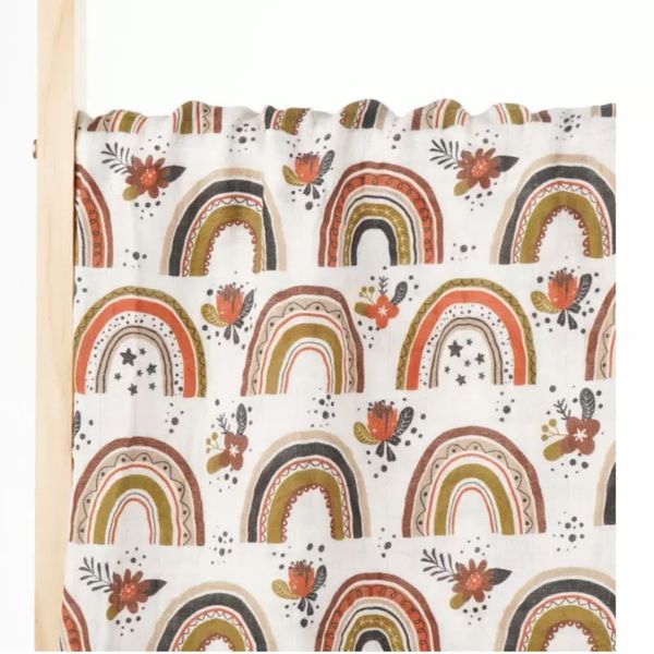 JanaS Muslin Swaddle Blanket, 100% Cotton - Rainbows and flowers