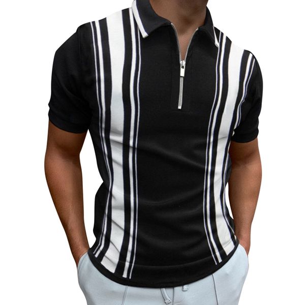 APEY Golf Shirt Collared T Shirts For Men Stretch Fit Polo Shirts - Blk/Wht