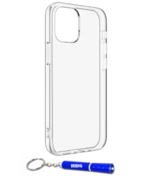 Anti Burst Clear Protective Cover for Iphone 13 with branded HDS torch
