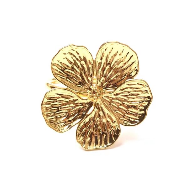 New Gold Flower Napkin Ring Napkin Buckle - Pack of 12