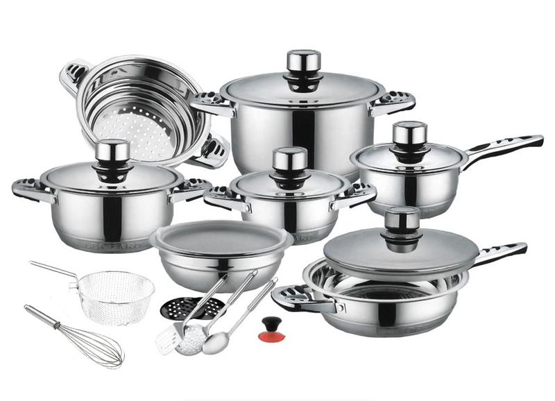 21 Pieces Stainless Steel 11-Layered Heavy Bottom Induction Cookware Set