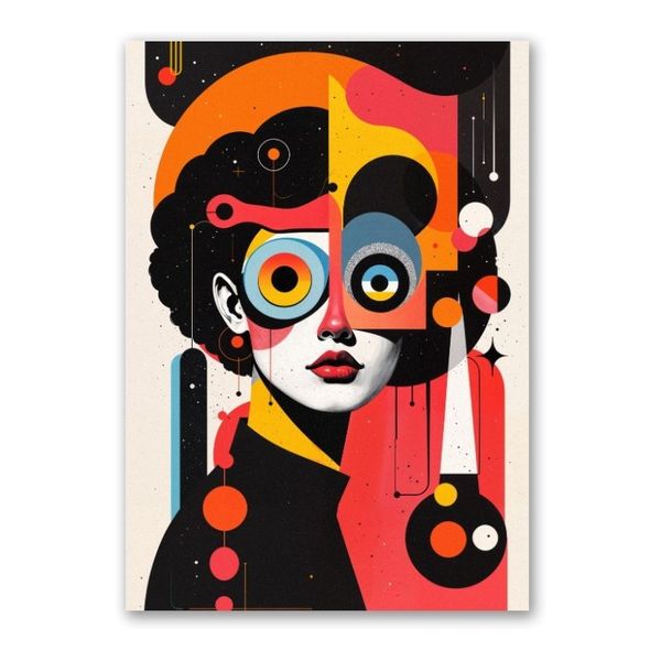 Abstract Women with Afro Canvas Abstract Wall Art