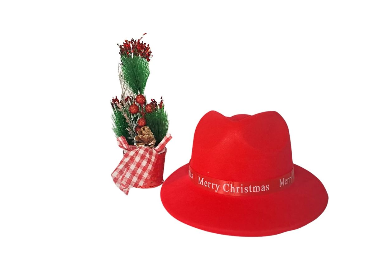 Christmas Gift Set - Festive Hat and Miniature Flower