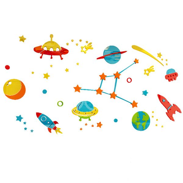 Space Rocket 3D Acrylic Wall Stickers for Children Room Bedroom