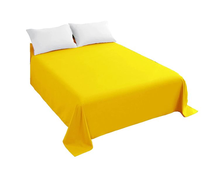 100% Cotton Flat Bed Sheet - Yellow - Queen