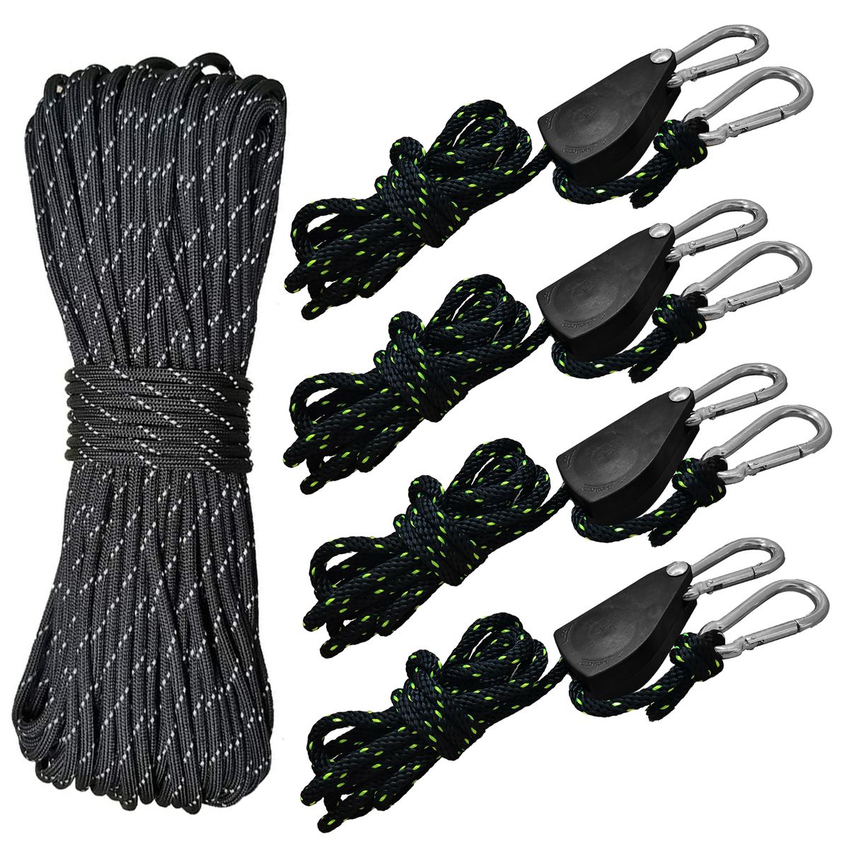 Camping Pulley Carabiner Rope Clip Hanger Set