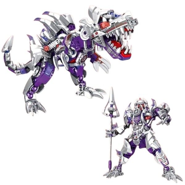 406 Pieces 2-In-1 Mecha Dinosaur Building Block Set - Purple/Silver