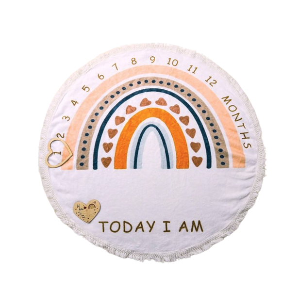 Milestone Baby blanket - Rainbow tassle