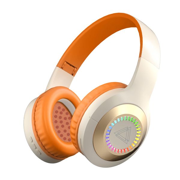 Bluetooth Headphones Sports Headset tangerine Cute Foldable Earpiece-Orange