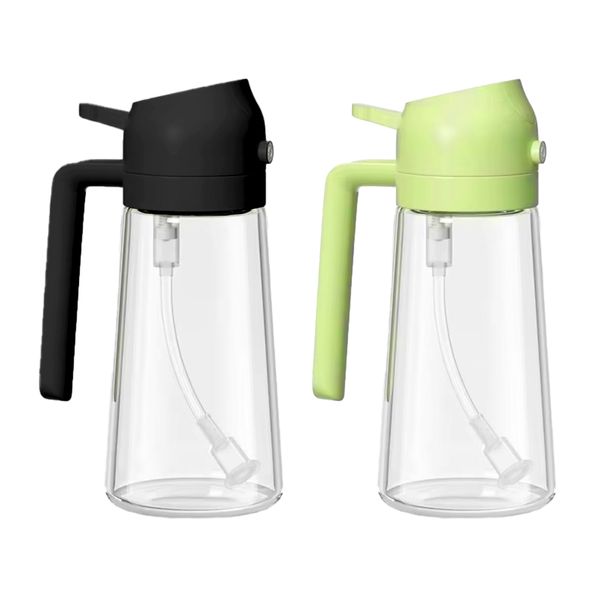 2 Pack Oil Sprayers Glass Bottle for Cooking 2 in 1 Oil Dispenser 470ml