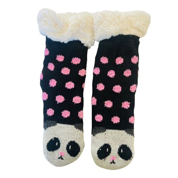Girls Fluffy Thermal Slipper Socks with Floor Grips 4-7 Years