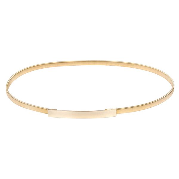 Women Skinny Metal Cinch Belt | Gold Elastic Waistband