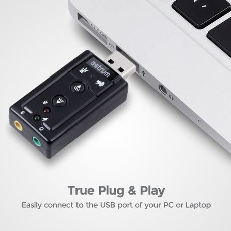Hemobllo Externer Audio Adapter USB Stereo Adapter 3D Stereo 7.1 Kanal für Laptop Desktop Plug & Play schwarz