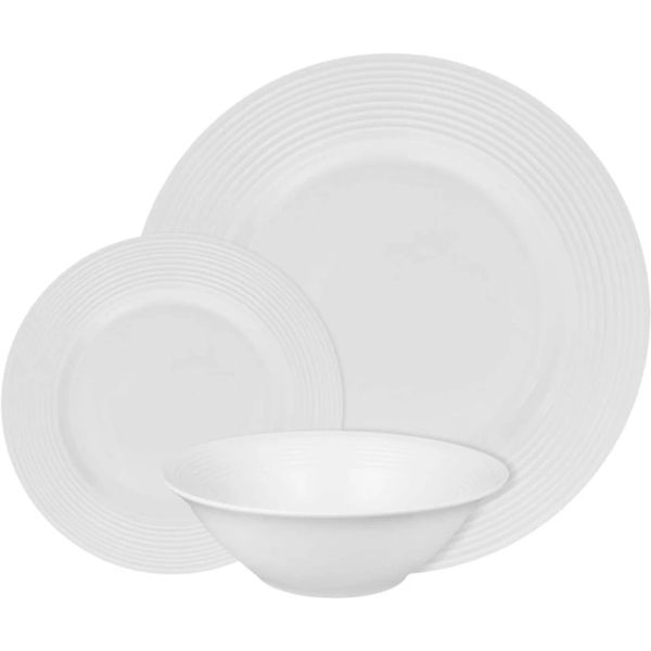 12 Piece Ribbed Dinnerware Set:ceramic