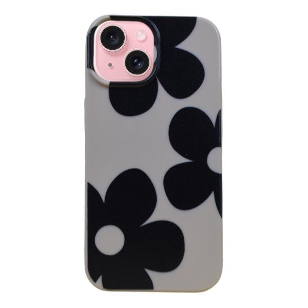 Floral Phone Case Compatible With Phone 15 - Beige &amp; Black