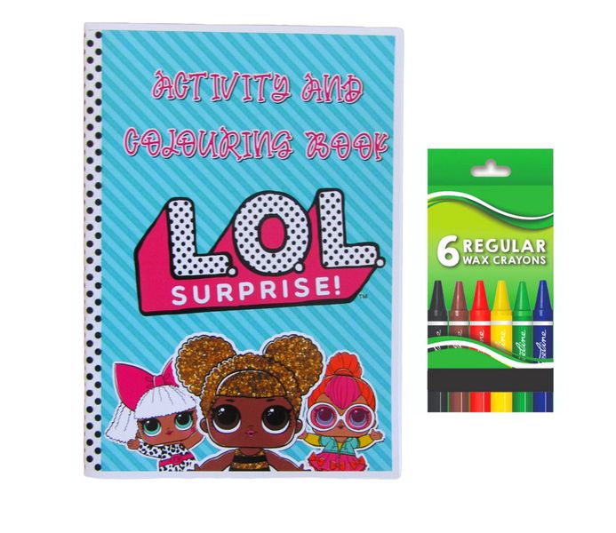 L.O.L Dollz Activity and Colouring Book A5 plus 6 Wax Crayons - Set of 5
