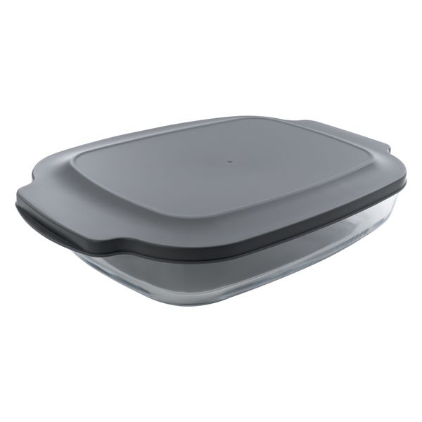 Consol Vigo Rectangular Glass Baking Dish with Grey Plastic Lid, 3.8L