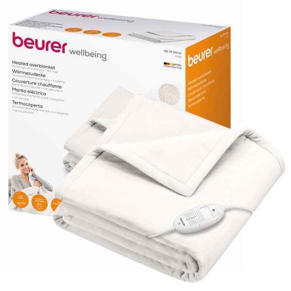 Beurer Electric Blanket HD 75W Portable Heated Throw for Sofa, Bed or Study