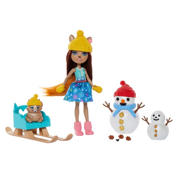 Enchantimals Dolls With Animal Storytelling Playsets-Snowman Face-Off