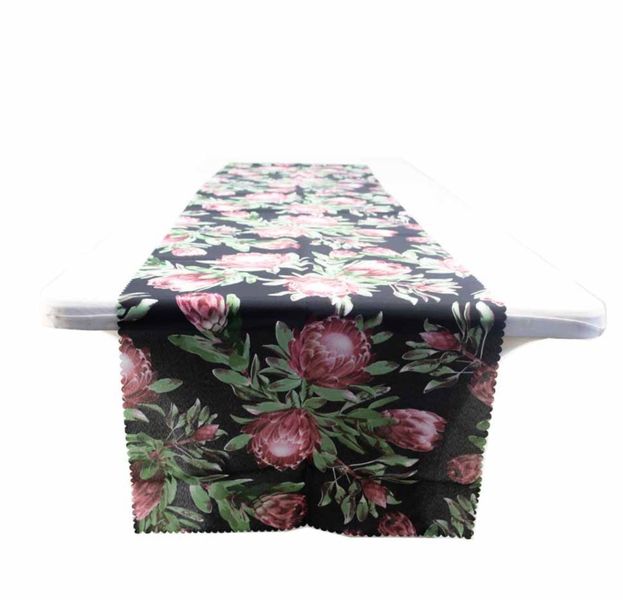 Table Runner Flower/ Black Background X 2