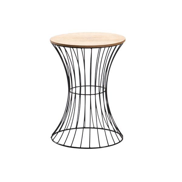 Spiro Round Side Table - Black / Natural